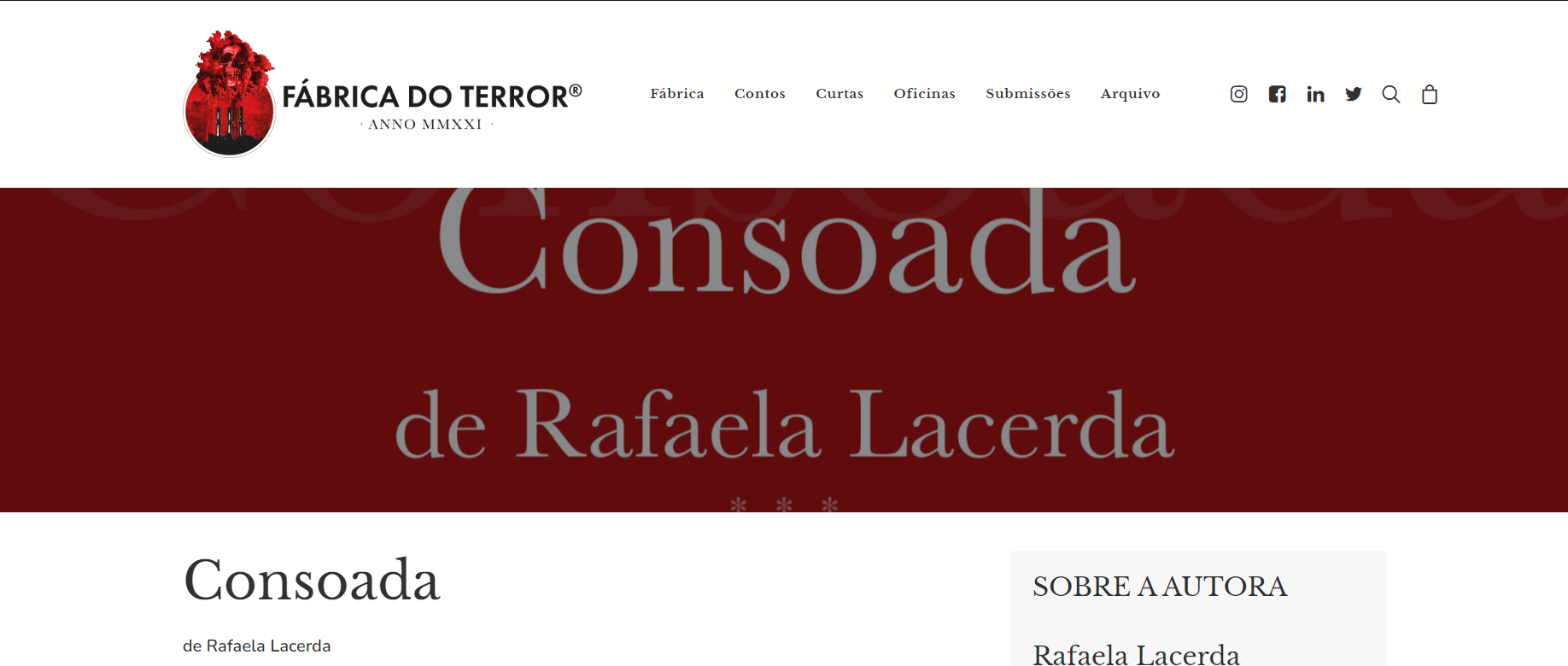 O texto está publicado na Fábrica do Terror